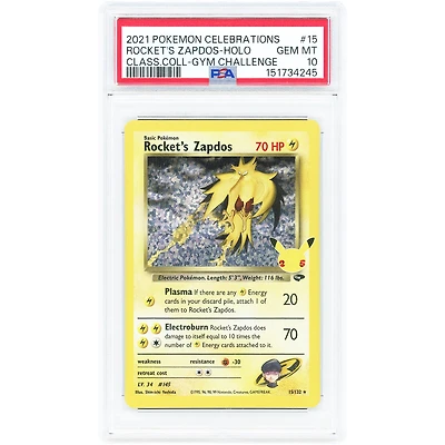 Rocket's Zapdos 2021 Pokemon Celebrations Classic Collection #15 PSA Authenticated 10 Card