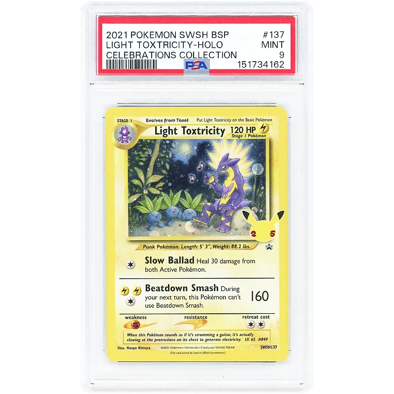 Light Toxtricity 2021 Pokemon Sword & Shield Promo #SWSH137 PSA Authenticated 9 Card