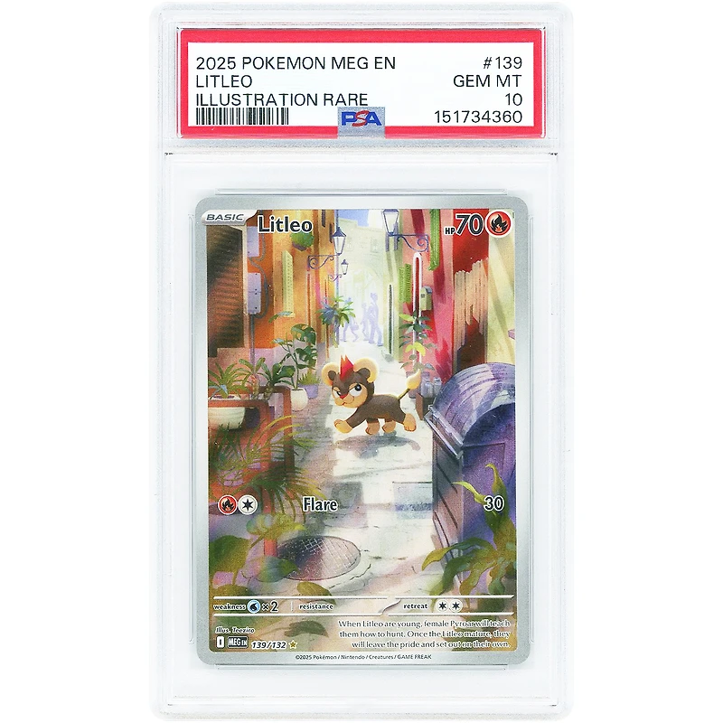 Litleo 2025 Pokemon Mega Evolution Illustration Rare #139 PSA Authenticated 10 Card