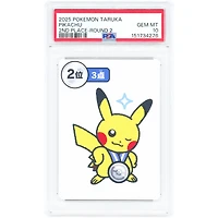 Pikachu 2nd Place Round 2 2025 Pokemon Taruka Deck Playing Card #NNO PSA Authenticated 10 Card