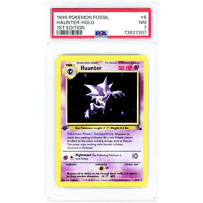 Haunter 1999 Pokemon Fossil 1st Edition Holo Rare #6 PSA Authenticated 7 Card