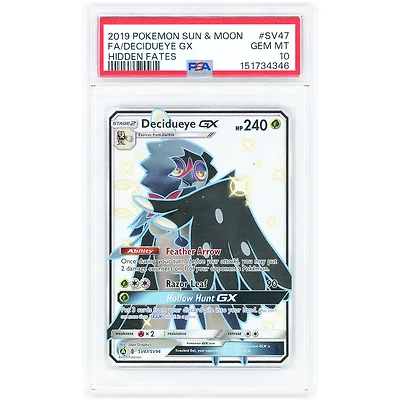 Decidueye GX 2019 Pokemon Hidden Fates Shiny Vault Shiny Holo Rare #SV47 PSA Authenticated 10 Card