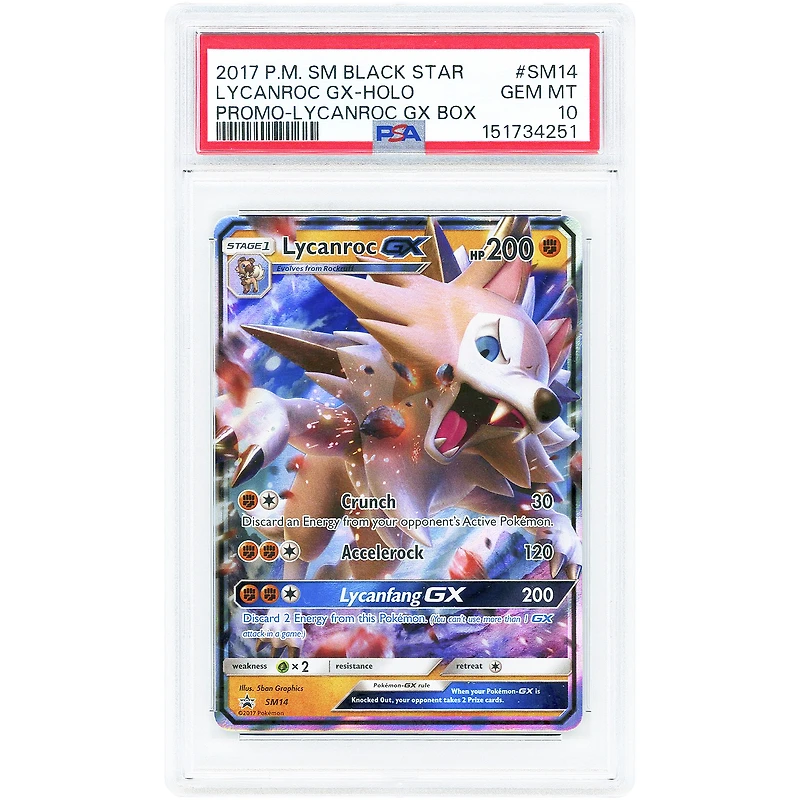 Lycanroc GX 2017 Pokemon Sun & Moon Promo #SM14 PSA Authenticated 10 Card