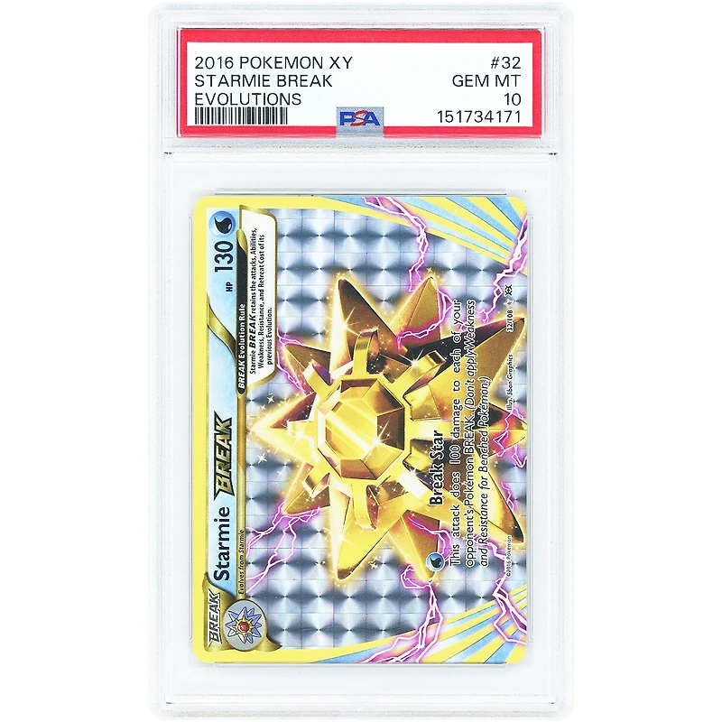 Starmie BREAK 2016 Pokemon Evolutions Rare BREAK #32 PSA Authenticated 10 Card