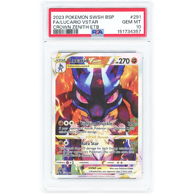 Lucario VSTAR 2023 Pokemon Sword & Shield Promo #SWSH291 PSA Authenticated 10 Card
