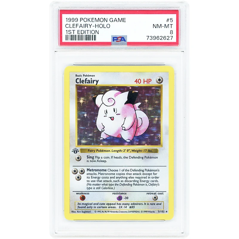 Clefairy 1999 Pokemon Base Set 1st Edition Holo Rare #5 PSA Authenticated 8 Card