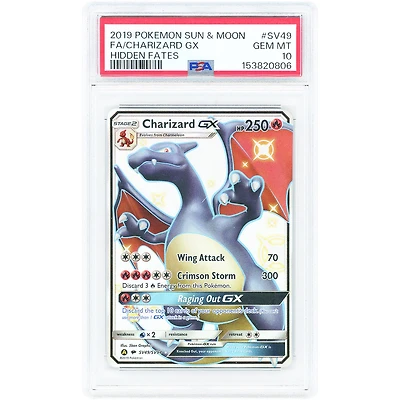 Charizard GX 2019 Pokemon Hidden Fates Shiny Vault Shiny Holo Rare #SV49 PSA Authenticated 10 Card
