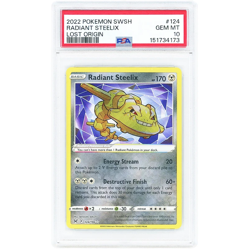 Radiant Steelix 2022 Pokemon Lost Origin Radiant Rare #124 PSA Authenticated 10 Card