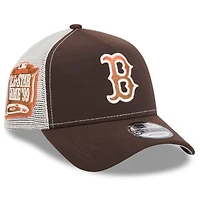 Men's New Era Brown Boston Red Sox Pumpkin Spice A-Frame 9FORTY Adjustable Trucker Hat