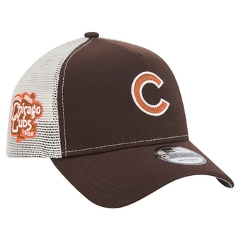 Men's New Era Brown Chicago Cubs Pumpkin Spice A-Frame 9FORTY Adjustable Trucker Hat