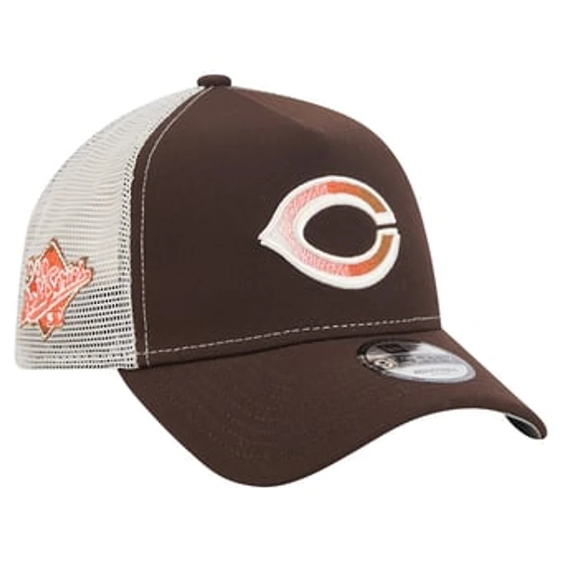 Men's New Era Brown Cincinnati Reds Pumpkin Spice A-Frame 9FORTY Adjustable Trucker Hat