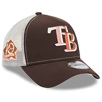 Men's New Era Brown Tampa Bay Rays Pumpkin Spice A-Frame 9FORTY Adjustable Trucker Hat