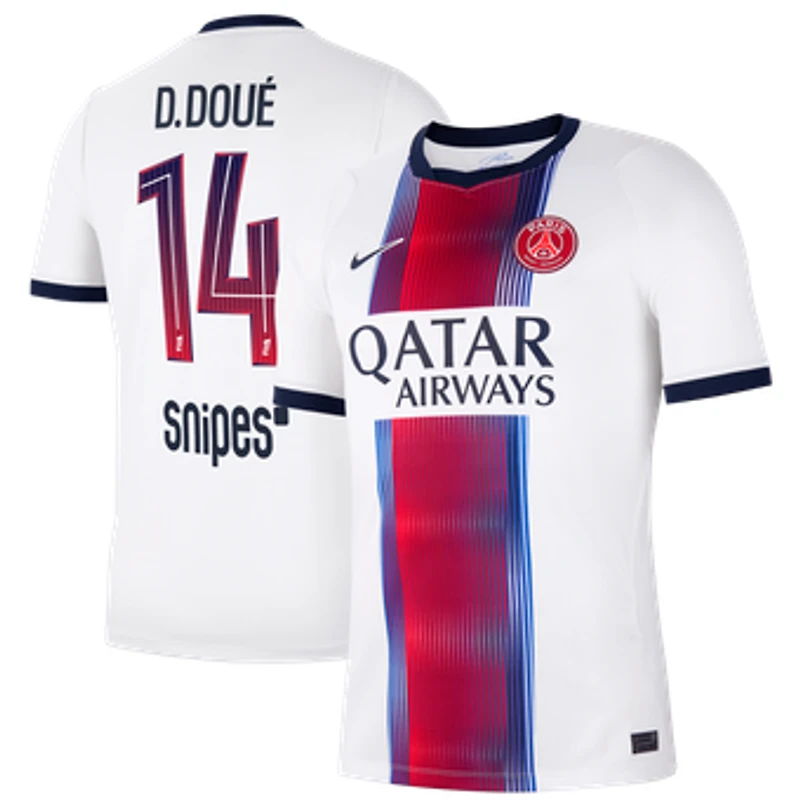 Men's Nike Désiré Doué White Paris Saint-Germain 2026/27 Away Stadium Replica Jersey
