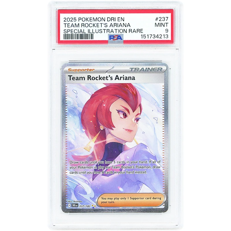 Team Rocket's Ariana 2025 Pokemon Destined Rivals Special Illustration Rare #237 PSA Authenticated 9 Card