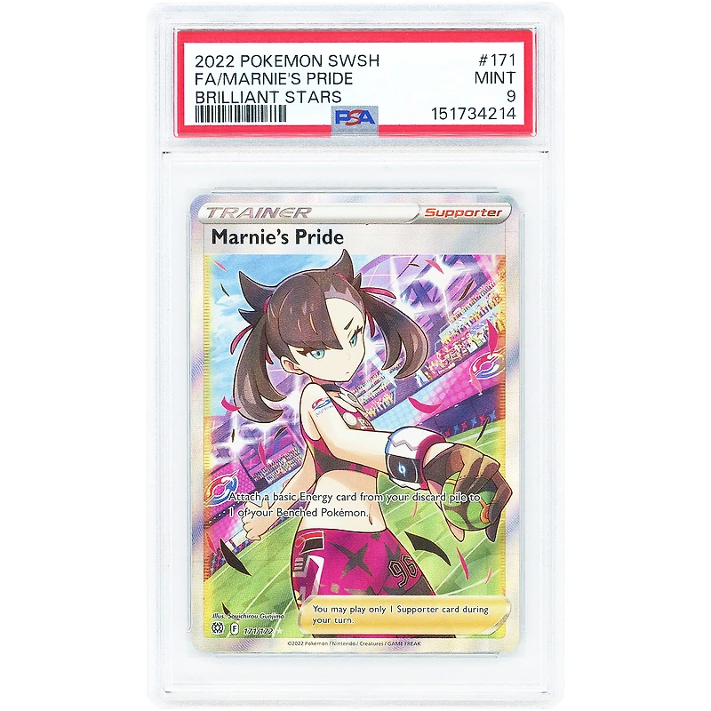 Marnie's Pride 2022 Pokemon Brilliant Stars Ultra Rare #171 PSA Authenticated 9 Card