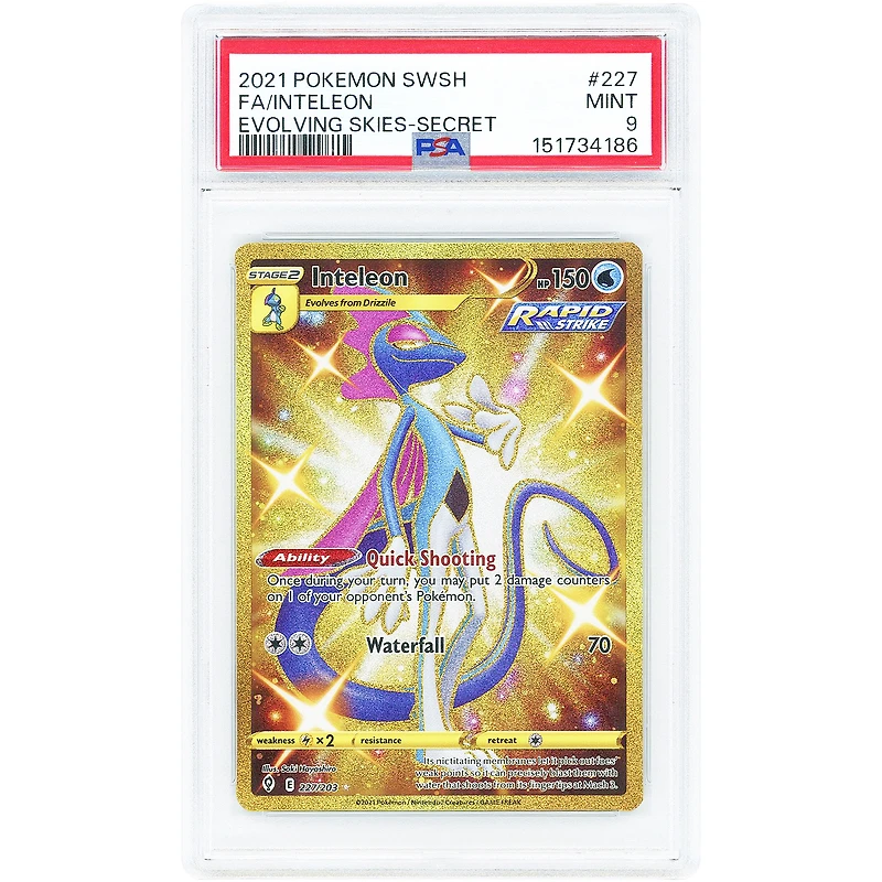 Inteleon 2021 Pokemon Evolving Skies Secret Rare #227 PSA Authenticated 9 Card