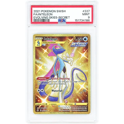 Inteleon 2021 Pokemon Evolving Skies Secret Rare #227 PSA Authenticated 9 Card