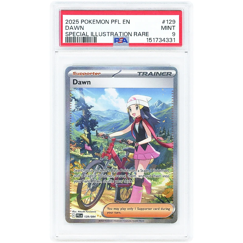 Dawn 2025 Pokemon Phantasmal Flames Special Illustration Rare #129 PSA Authenticated 9 Card