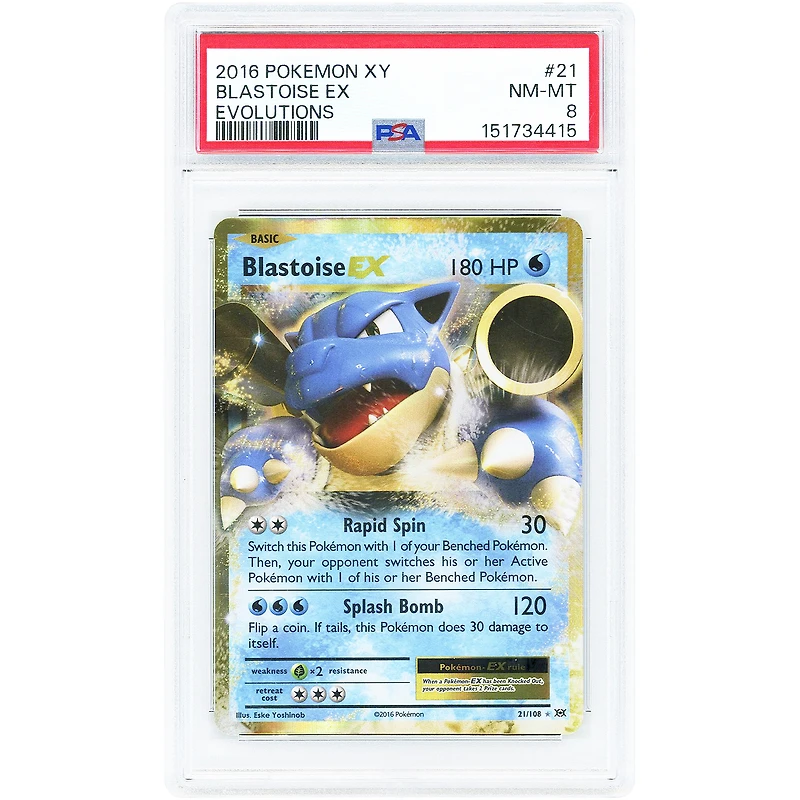Blastoise EX 2016 Pokemon Evolutions Ultra Rare #21 PSA Authenticated 8 Card