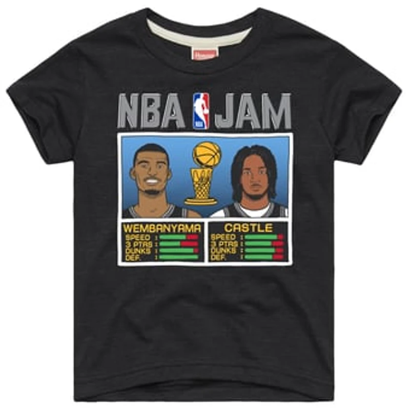 Youth Homage Victor Wembanyama & Stephon Castle Charcoal San Antonio Spurs NBA Jam Tri-Blend T-Shirt