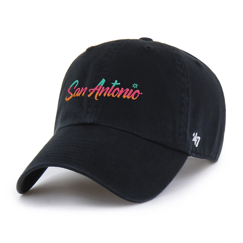 Men's '47 Black San Antonio Spurs Region Clean Up Adjustable Hat