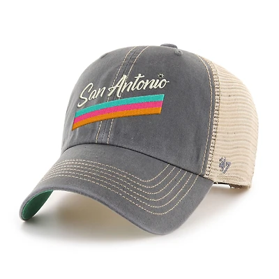 Men's '47 Gray San Antonio Spurs Trawler Hardwood Classics Clean Up Trucker Adjustable Hat