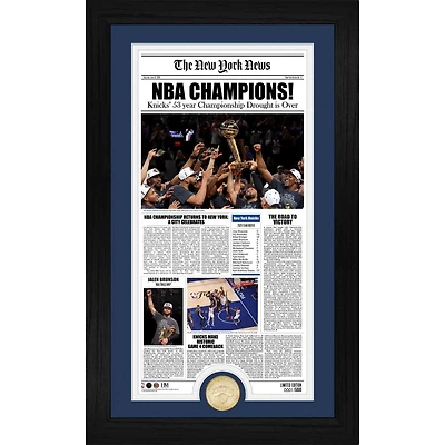 Highland Mint New York Knicks Three-Time NBA Finals Champions 12" x 20" Front Page News Bronze Coin Photo Mint