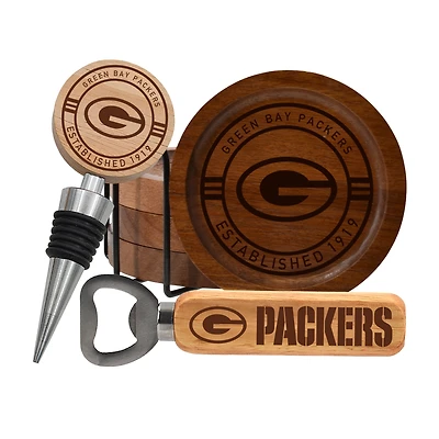The Memory Company Green Bay Packers Coaster, Bottle Opener & Wine Stopper Set