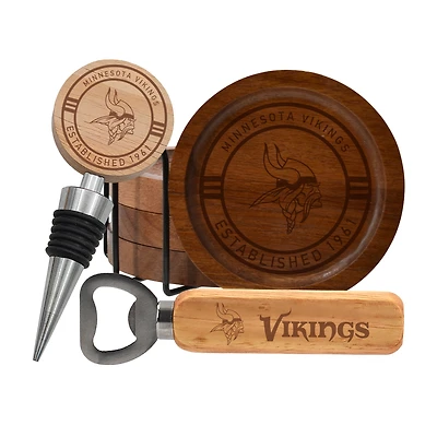 The Memory Company Minnesota Vikings Coaster, Bottle Opener & Wine Stopper Set