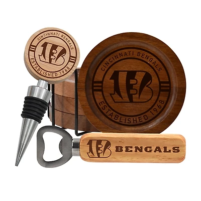 The Memory Company Cincinnati Bengals Coaster, Bottle Opener & Wine Stopper Set