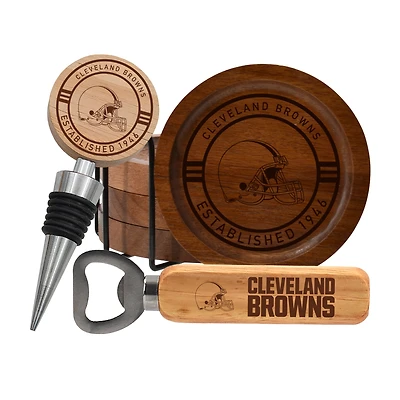 The Memory Company Cleveland Browns Coaster, Bottle Opener & Wine Stopper Set