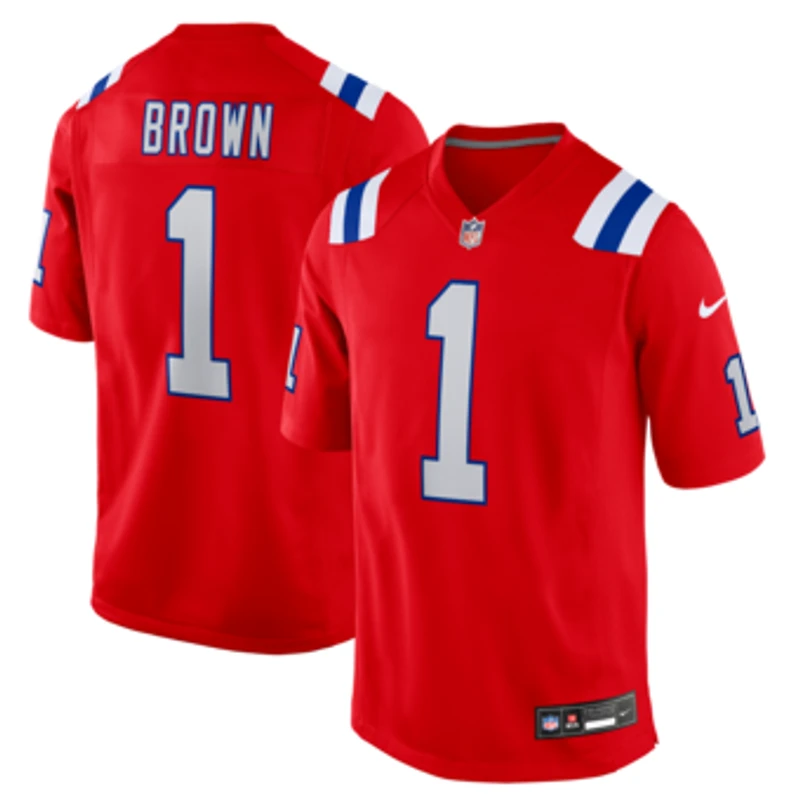 Men's Nike A.J. Brown Red New England Patriots Game Jersey