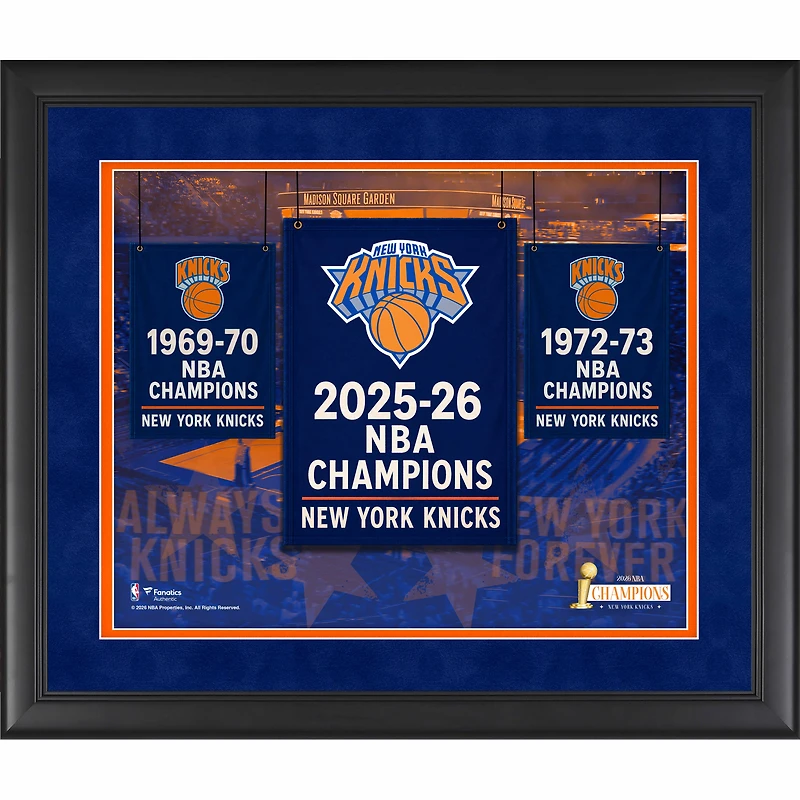 New York Knicks 2026 NBA Finals Champions Framed 16" x 20" Championship Banners Collage