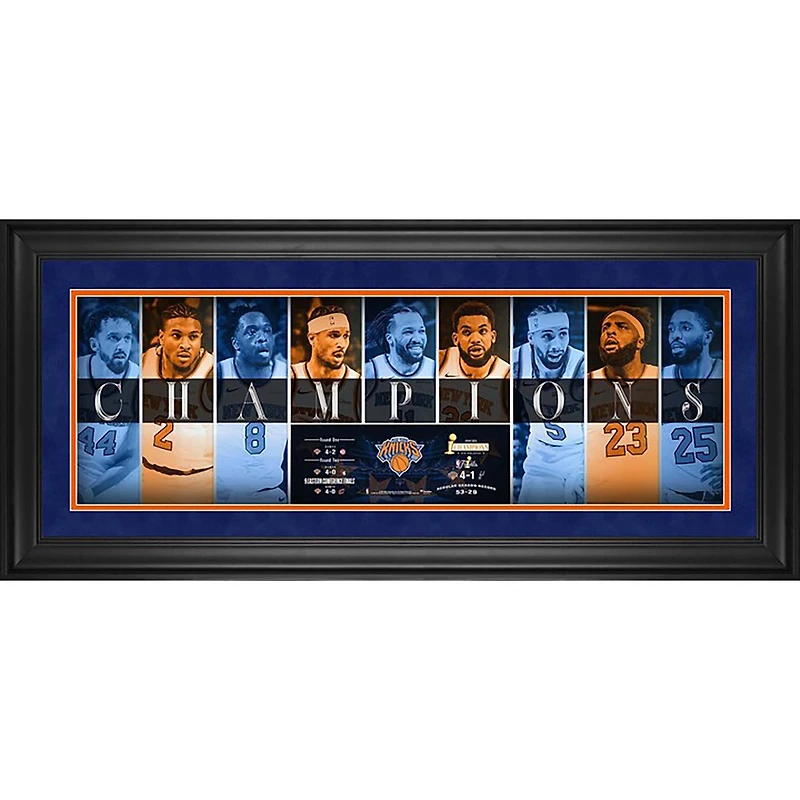 New York Knicks 2026 NBA Finals Champions Framed 10" x 30" Champions Panoramic Collage