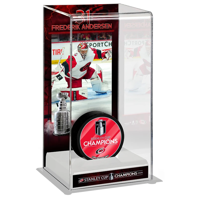 Frederik Andersen Carolina Hurricanes 2026 Stanley Cup Champions Deluxe Tall Logo Hockey Puck Case