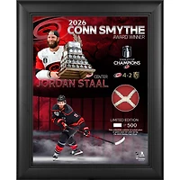 Jordan Staal Carolina Hurricanes 2026 Stanley Cup Champions Framed 13" x 16" Conn Smythe Collage with a Piece of Game-Used Net from the 2026 Stanley Cup Final - Limited Edition of 500