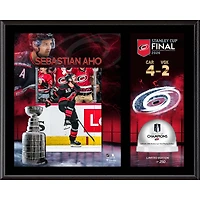 Sebastian Aho Carolina Hurricanes 2026 Stanley Cup Champions 12'' x 15'' Sublimated Plaque with Game-Used Ice from the 2026 Stanley Cup Final - Limited Edition of 250