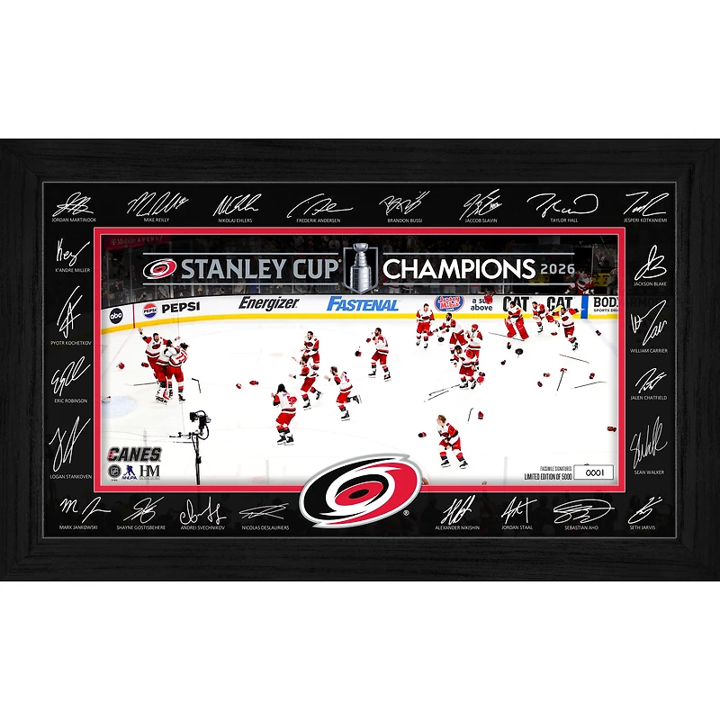 Highland Mint Carolina Hurricanes 2026 Stanley Cup Champions 12" x 20" Limited Edition Celebration Signature Frame