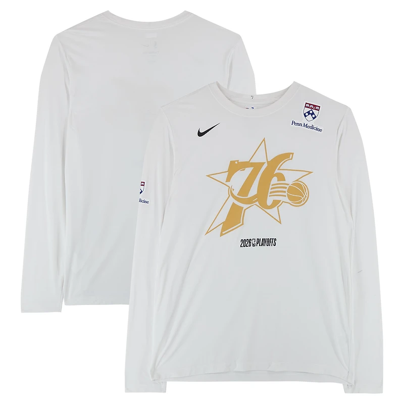 Philadelphia 76ers Team-Issued White Nike Long Sleeve Shirt from the 2026 NBA Playoffs