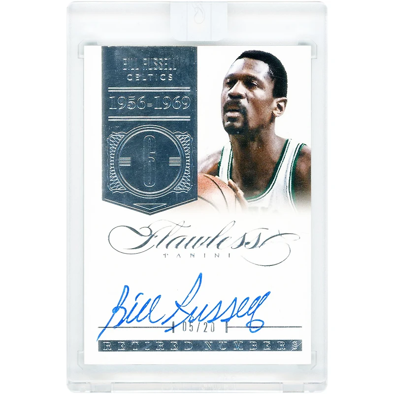 Bill Russell Boston Celtics Autographed 2013-14 Panini Flawless Retired Numbers #RN-BR #5/20 Card