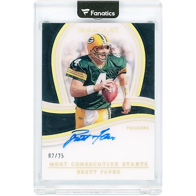 Brett Favre Green Bay Packers Autographed 2023 Panini Immaculate Collection Records #IR-BRF #2/25 Card