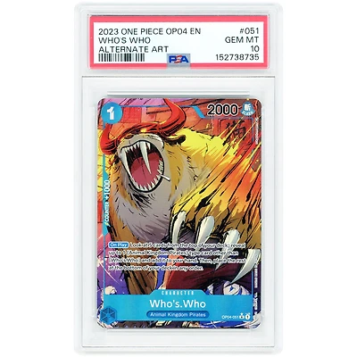 Who's Who 2023 One Piece Kingdoms of Intrigue Alternate Art #051 PSA Authenticated 10 Card