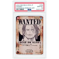 Shanks 2024 One Piece Emperors In The New World Japanese Wanted Alternate Art #004 PSA Authenticated 10 Card