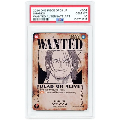 Shanks 2024 One Piece Emperors In The New World Japanese Wanted Alternate Art #004 PSA Authenticated 10 Card