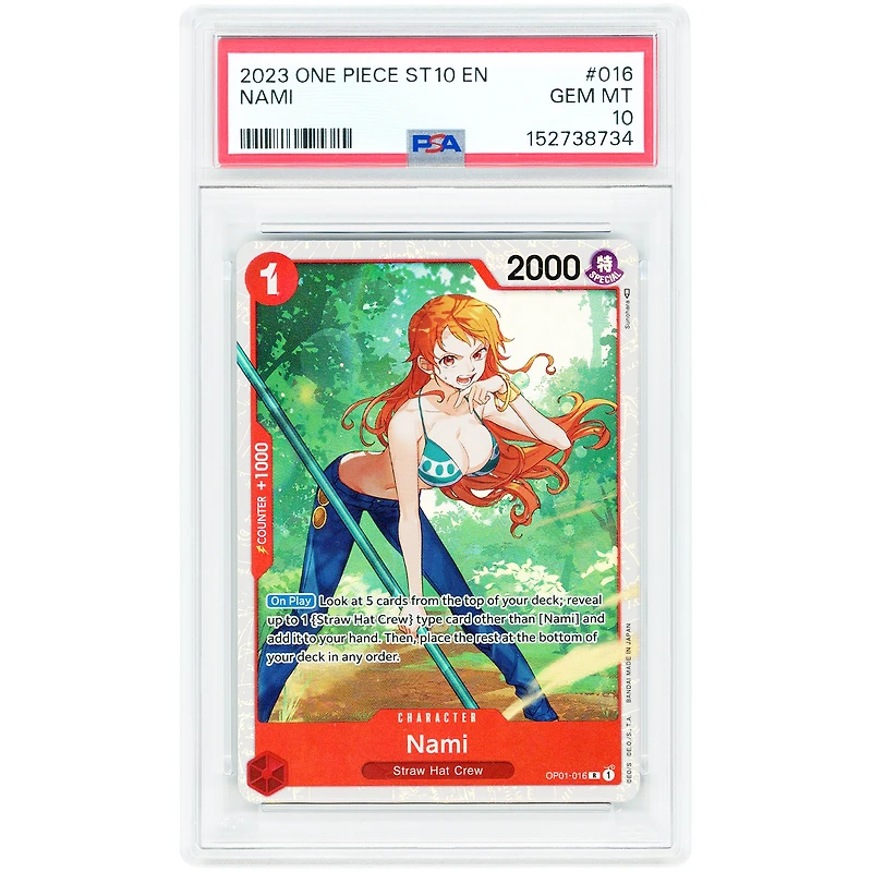 Nami 2023 One Piece The Three Captains #016 PSA Authenticated 10 Card