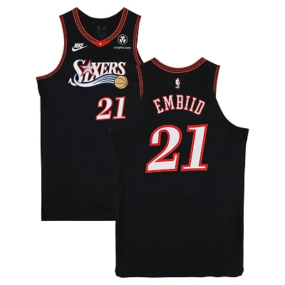 Joel Embiid Philadelphia 76ers Game-Used #21 Black Hardwood Classic Jersey Worn During the Second Half of the Game vs. Boston Celtics on April 26, 2026 - Size 52+6