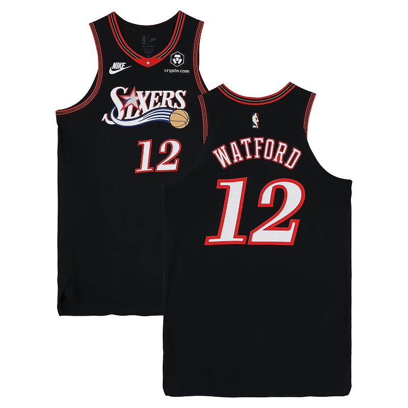 Trendon Watford Philadelphia 76ers Game-Used #12 Black Hardwood Classic Jersey vs. Oklahoma City Thunder on March 23, 2026 - Size 50+6