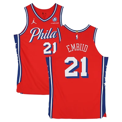 Joel Embiid Philadelphia 76ers Player-Issued #21 Red Jordan Brand Jersey from the 2025-26 NBA Season - Size 52+4