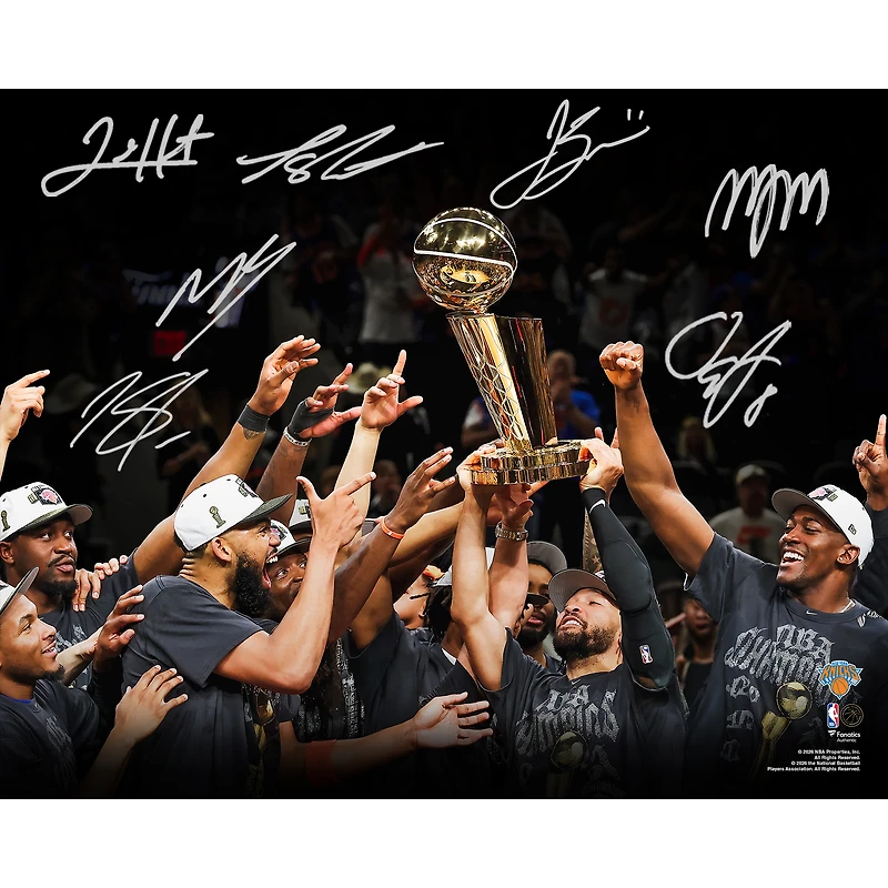 New York Knicks Autographed 2026 NBA Finals Champions 16" x 20" Team Celebration Photograph with at least 7 Signatures - Limited Edition of 500