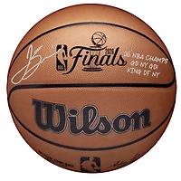 One of One: Jalen Brunson New York Knicks Autographed Wilson 2026 NBA Finals Official Game Logo Basketball with Multiple Inscriptions